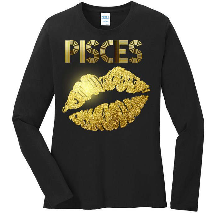 Limited Edition Pisces Zodiac Birthday Golden Lips Ladies Long Sleeve Shirt