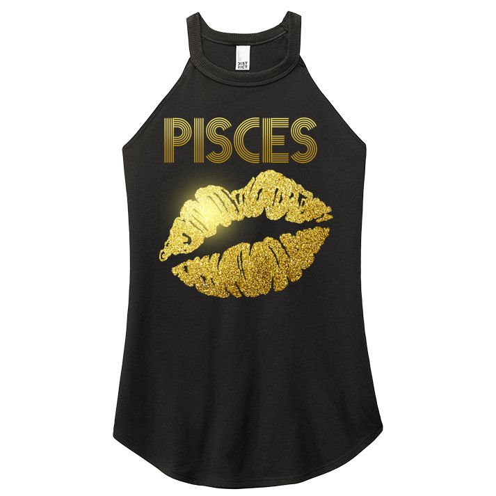 Limited Edition Pisces Zodiac Birthday Golden Lips Women's Perfect Tri Rocker Tank
