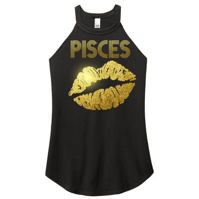 Limited Edition Pisces Zodiac Birthday Golden Lips Women's Perfect Tri Rocker Tank