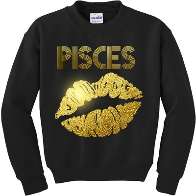 Limited Edition Pisces Zodiac Birthday Golden Lips Kids Sweatshirt