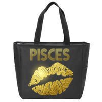 Limited Edition Pisces Zodiac Birthday Golden Lips Zip Tote Bag