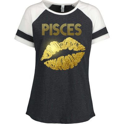 Limited Edition Pisces Zodiac Birthday Golden Lips Enza Ladies Jersey Colorblock Tee