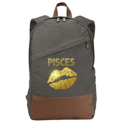 Limited Edition Pisces Zodiac Birthday Golden Lips Cotton Canvas Backpack