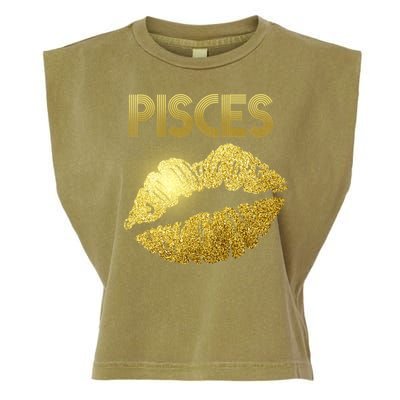 Limited Edition Pisces Zodiac Birthday Golden Lips Garment-Dyed Women's Muscle Tee