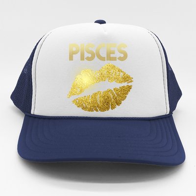 Limited Edition Pisces Zodiac Birthday Golden Lips Trucker Hat