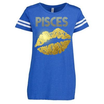 Limited Edition Pisces Zodiac Birthday Golden Lips Enza Ladies Jersey Football T-Shirt