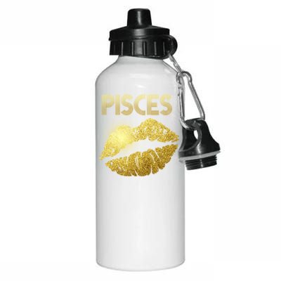 Limited Edition Pisces Zodiac Birthday Golden Lips Aluminum Water Bottle 