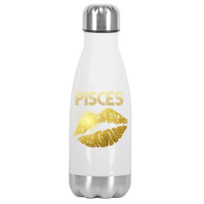 Limited Edition Pisces Zodiac Birthday Golden Lips Stainless Steel Insulated Water Bottle