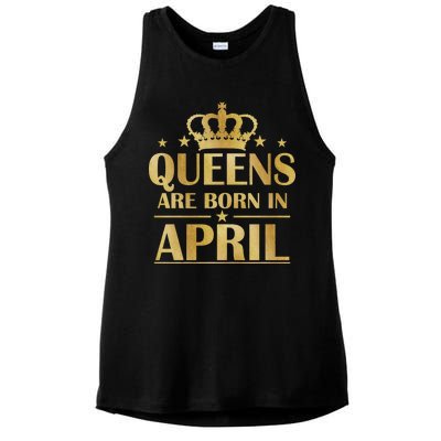 Limited Edition Queens Are Born In April Ladies PosiCharge Tri-Blend Wicking Tank