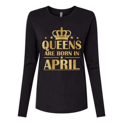 Limited Edition Queens Are Born In April Womens Cotton Relaxed Long Sleeve T-Shirt