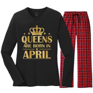 Limited Edition Queens Are Born In April Women's Long Sleeve Flannel Pajama Set 