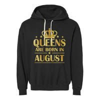 Limited Edition Queens Are Born In August Gold Print Garment-Dyed Fleece Hoodie