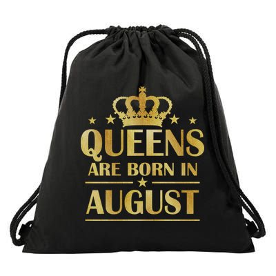 Limited Edition Queens Are Born In August Gold Print Drawstring Bag