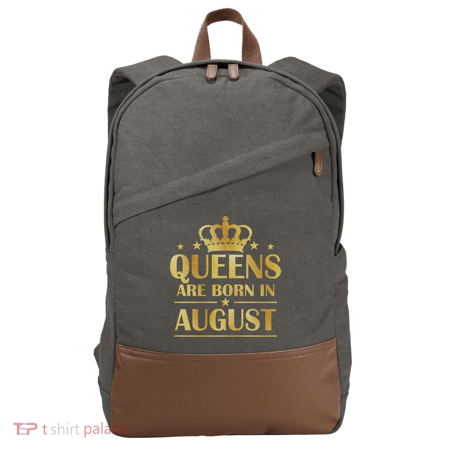Limited Edition Queens Are Born In August Gold Print Cotton Canvas Backpack