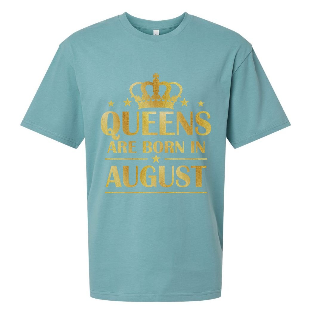Limited Edition Queens Are Born In August Gold Print Sueded Cloud Jersey T-Shirt