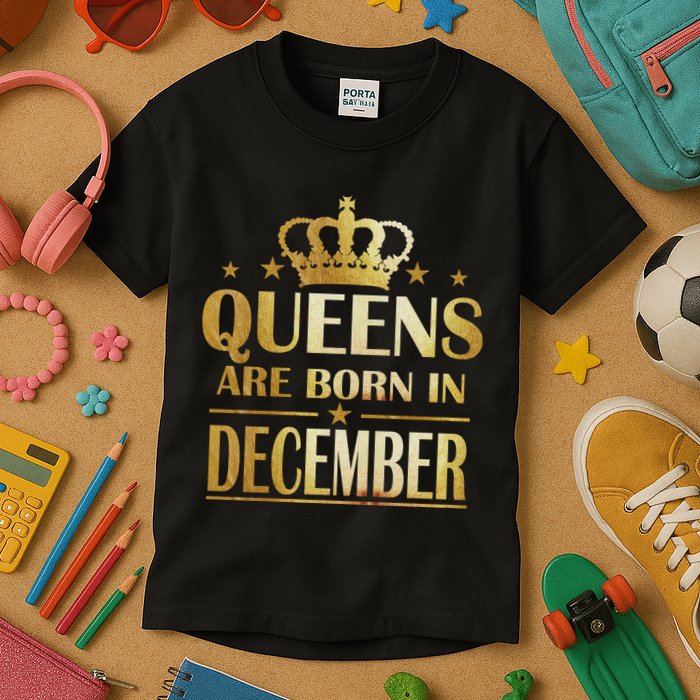 Limited Edition Queens Are Born In December Kids T-Shirt