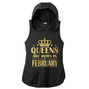 Limited Edition Queens Are Born In February Gold Print Ladies PosiCharge Tri-Blend Wicking Draft Hoodie Tank