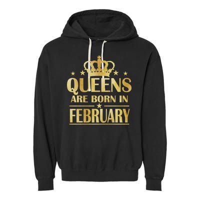 Limited Edition Queens Are Born In February Gold Print Garment-Dyed Fleece Hoodie