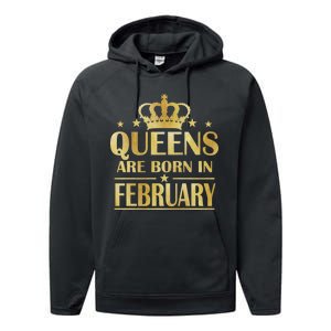 Limited Edition Queens Are Born In February Gold Print Performance Fleece Hoodie