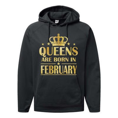 Limited Edition Queens Are Born In February Gold Print Performance Fleece Hoodie