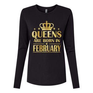 Limited Edition Queens Are Born In February Gold Print Womens Cotton Relaxed Long Sleeve T-Shirt