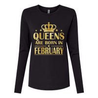 Limited Edition Queens Are Born In February Gold Print Womens Cotton Relaxed Long Sleeve T-Shirt