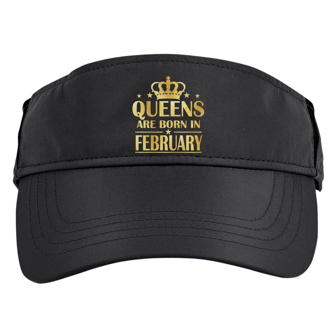 Limited Edition Queens Are Born In February Gold Print Adult Drive Performance Visor