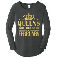 Limited Edition Queens Are Born In February Gold Print Women's Perfect Tri Tunic Long Sleeve Shirt