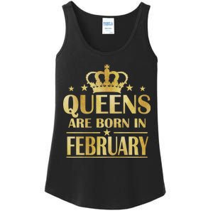 Limited Edition Queens Are Born In February Gold Print Ladies Essential Tank