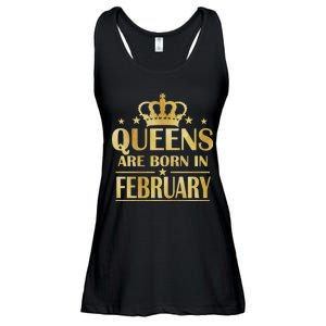 Limited Edition Queens Are Born In February Gold Print Ladies Essential Flowy Tank