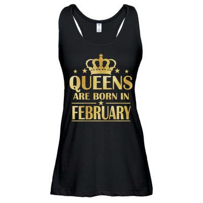Limited Edition Queens Are Born In February Gold Print Ladies Essential Flowy Tank