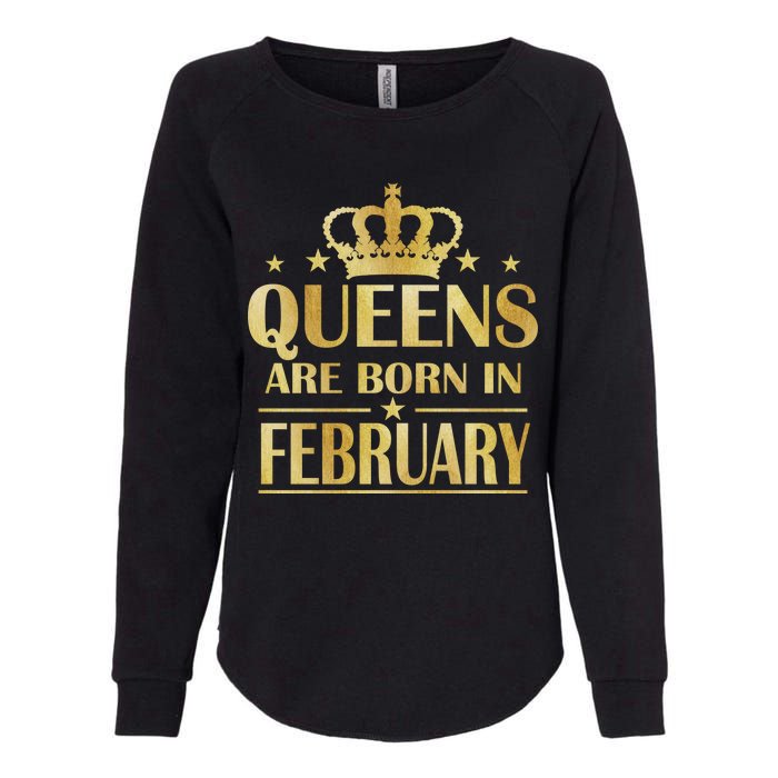 Limited Edition Queens Are Born In February Gold Print Womens California Wash Sweatshirt