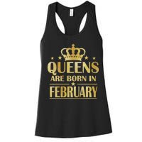 Limited Edition Queens Are Born In February Gold Print Women's Racerback Tank