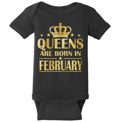 Limited Edition Queens Are Born In February Gold Print Baby Bodysuit