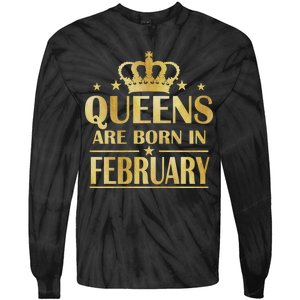 Limited Edition Queens Are Born In February Gold Print Tie-Dye Long Sleeve Shirt