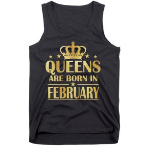 Limited Edition Queens Are Born In February Gold Print Tank Top