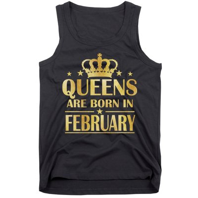 Limited Edition Queens Are Born In February Gold Print Tank Top