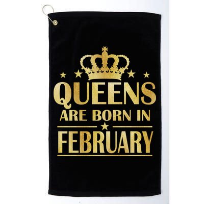 Limited Edition Queens Are Born In February Gold Print Golf Towel
