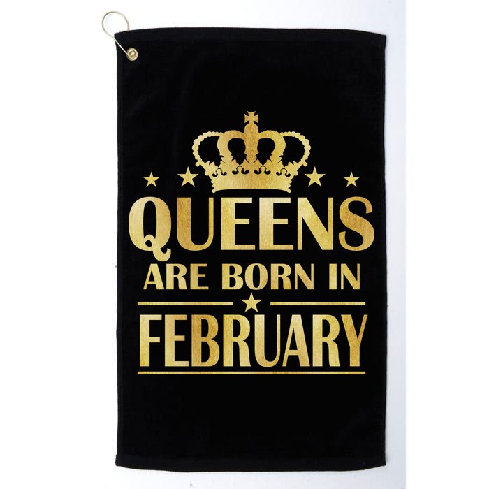 Limited Edition Queens Are Born In February Gold Print Golf Towel