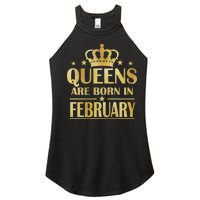 Limited Edition Queens Are Born In February Gold Print Women's Perfect Tri Rocker Tank