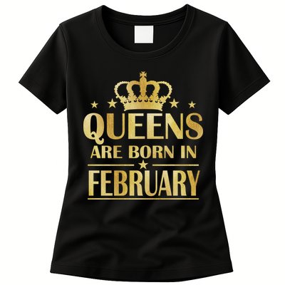 Limited Edition Queens Are Born In February Gold Print Womens T-Shirt