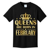 Limited Edition Queens Are Born In February Gold Print Kids T-Shirt