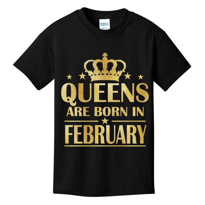 Limited Edition Queens Are Born In February Gold Print Kids T-Shirt