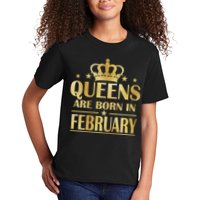 Limited Edition Queens Are Born In February Gold Print Kids T-Shirt