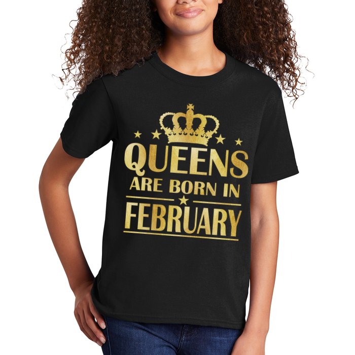 Limited Edition Queens Are Born In February Gold Print Kids T-Shirt