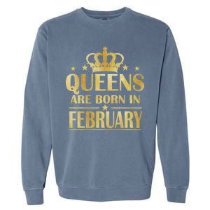 Limited Edition Queens Are Born In February Gold Print Garment-Dyed Sweatshirt