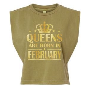 Limited Edition Queens Are Born In February Gold Print Garment-Dyed Women's Muscle Tee