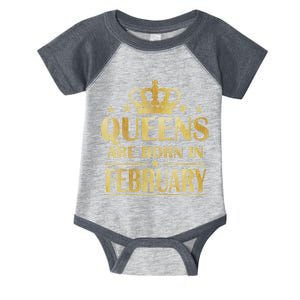 Limited Edition Queens Are Born In February Gold Print Infant Baby Jersey Bodysuit