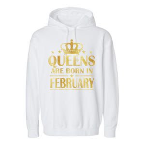 Limited Edition Queens Are Born In February Gold Print Garment-Dyed Fleece Hoodie