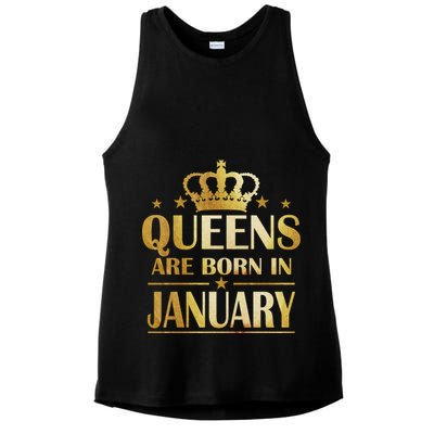 Limited Edition Queens Are Born In January Ladies PosiCharge Tri-Blend Wicking Tank